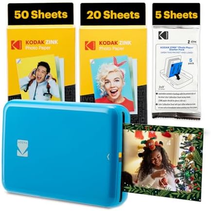 Kodak Step Instant Smartphone Photo Printer - 75 Sheets Bundle - Portable Mini Color Wireless Mobile Printer - Zink 2x3” Sticky-Back Photos - Bluetooth Compatible with Smart Devices - Fun App -Blue by Unknown