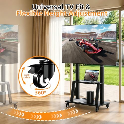 Rolling TV Stand with Power Outlet for 32 to 65 70 75 83 inch TV - Image 5