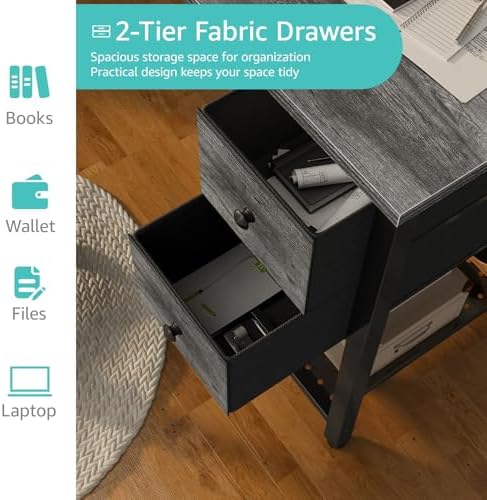 Lufeiya Computer Desk with Fabric Drawers, 40 Inch Gaming Desk for Small Space Home Office, Modern Simple Study Writing Table PC Desks for Bedroom, Gray - Image 5