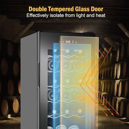FoMup Wine Fridge 18 Bottles, Small Wine Cooler Refrigerator Freestanding with Digital Temperature Control Safety Lock, Frost Free for Red White Wine, Champagne - Image 6