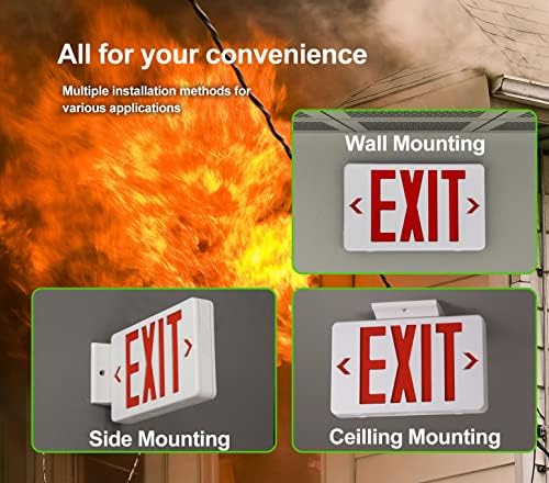 GZRUIYANG Red Exit Sign, LED Emergency Exit Light with Battery Backup, UL Listed, AC 120/277V, Exit Signs with Emergency Lights, Commercial Emergency Lights for Business - 1 Pack - Image 5