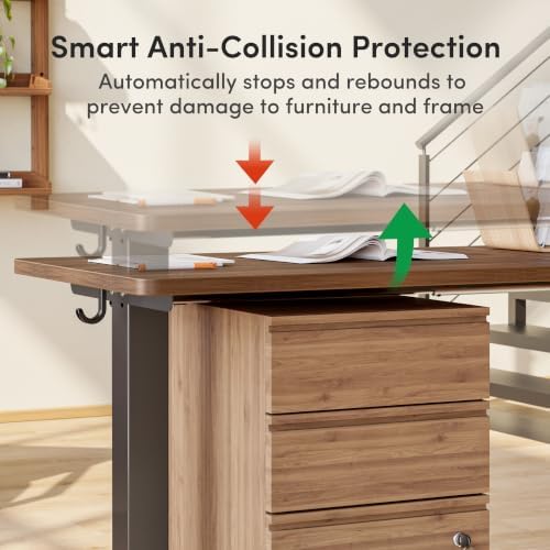 FEZIBO 75" x 63" L-Shaped Standing Desk - Adjustable Corner Desk L Shape, L-Shaped Adjustable Desk with Splice Board, L Shape Standing Desk, Black Walnut - Image 5
