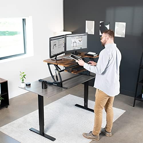 VIVO Rustic Vintage Brown 42 in Standing Desk Converter, DESK-V000VLN - Image 4