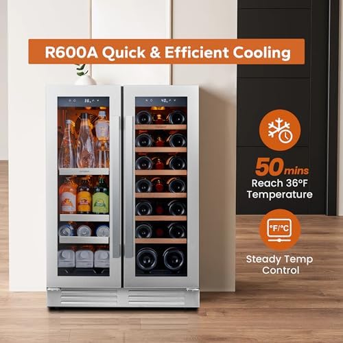 Ca'Lefort 24 Inch Wine & Beverage Fridge, Dual Zone Built-In Wine Cooler - Image 6