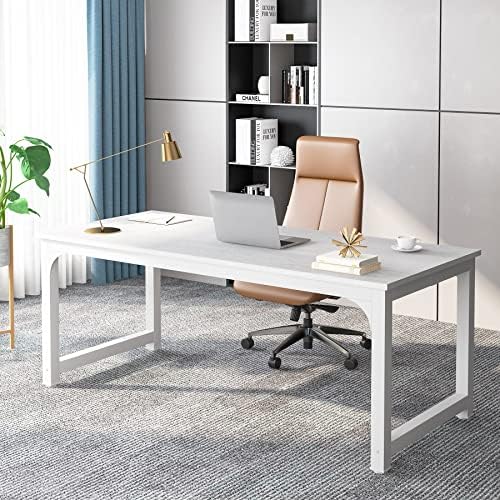 Tribesigns 70.8”Executive Desk, Large Office Computer Desk with Thicken Frame, Modern Simple Workstation Business Furniture for Home Office, White by Tribesigns