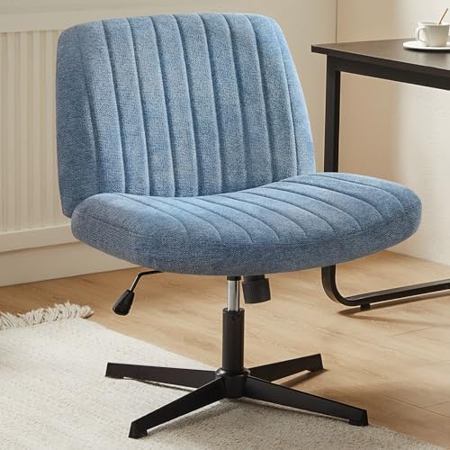 DUMOS Criss Cross Chair, Cross Legged Vanity Chair No Wheels, Home Office by DumosLifestyle