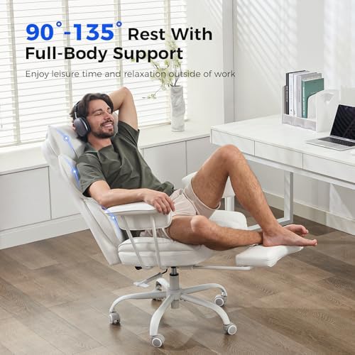 amseatec Big and Tall Office Chair, Reclining Executive Chair with Footrest - Image 5