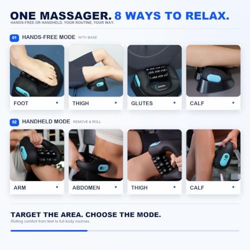 Electric Foot & Body Massager Roller, 2-in-1 Rechargeable Deep Tissue Massage Tool with Auto Massage Base, Handheld Muscle Recovery Roller for Plantar Fasciitis, Foot Pain, Legs, Arms and Neck - Image 6