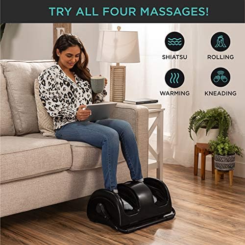 Best Choice Products Shiatsu Foot Massager with Heat for Plantar Fasciitis & Neuropathy, Kneading Foot & Calf Massager with Remote, 360° Adjustable Handle, Rolling & Compression Massage - Black - Image 5
