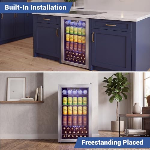 Velivi Beverage Refrigerator, 3.2 Cu.Ft. Mini Fridge with Glass Door - Image 6