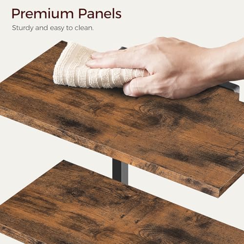 MAHANCRIS Clamp On Desk Organizer, 3-Tier Desktop Bookshelf, Adjustable Desk Storage Shelf, Metal Frame, for Office, Study and Game Room, Rustic Brown DSHR3601 - Image 6