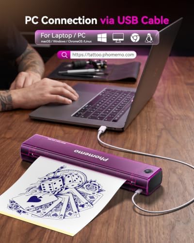 Phomemo M08F Tattoo Stencil Printer, Bluetooth, Wireless, Thermal, Portable - Image 3