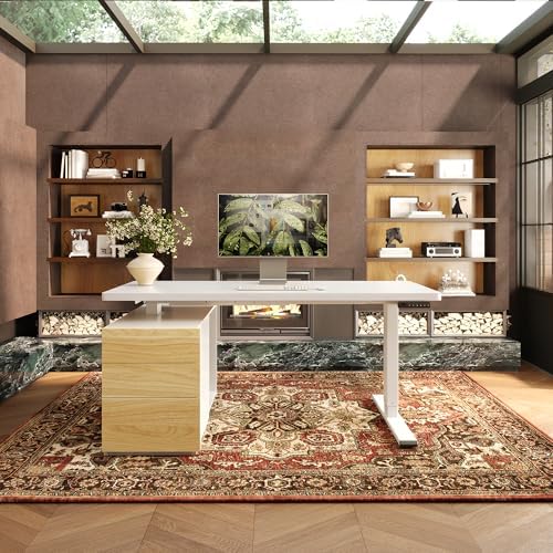 FLEXISPOT 55" Executive Standing Desk with Drawers & CPU Cabinet, White by Unknown