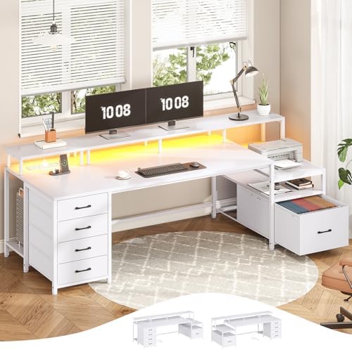 SEDETA 75'' Large Home Office Desk with 5 Drawer, Power Outlet, File Drawer by SEDETA