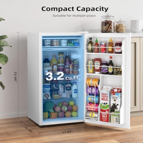 Antarctic Star 3.2 Cu.Ft. Compact Refrigerator,Single Door Mini Fridge with Adjustable Thermostat,Low noise for Apartment,Dorm,Office,WHITE - Image 4