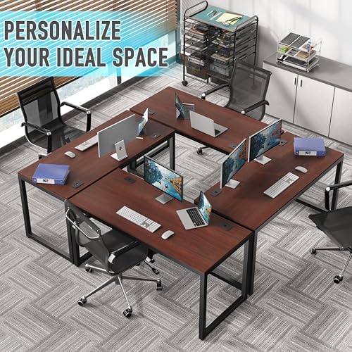 SHW 55-Inch Commercial-Grade Office Computer Desk, Cherry - Image 6
