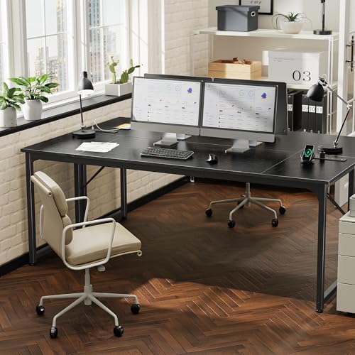 PRAISUN 80 X 24 Inch Computer Desk, Power Outlets, USB-C, Black - Image 2