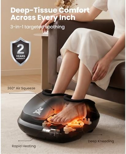 BOB AND BRAD Lite Foot Massager FSA Eligible HSA, Shiatsu Foot Massager with Heat for Neuropathy & Plantar Fasciitis Relief, Electric Deep Kneading Feet Massager Machine, Birthday Gifts for Women Men - Image 5