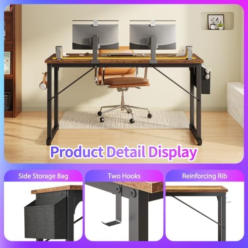 DurayLoly 55 Inch Office Desk with Waterproof LED Lights for Home Work - Image 6