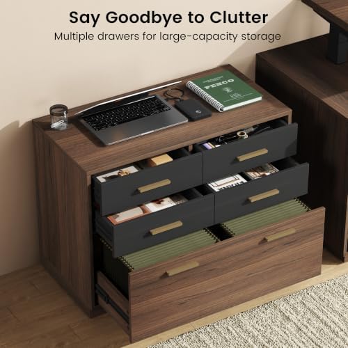 ModernMate L Shaped Electric Executive Standing Desk with Drawers & AC/USB - Image 7
