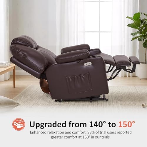 MCombo Oversized Power Lift Recliner Chair for Elderly, Lift Chair with Heat and Massage for Big and Tall, USB&Type C Ports, Cup Holders, Faux Leather R7510 (Dark Brown, Large-Wide) - Image 5