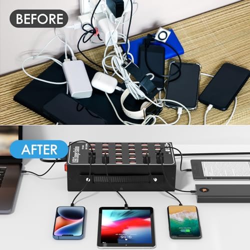 USB Charging Station for Multiple Devices, 300W 60 Port Desktop Fast Charger Station with Intelligent Protection, Multi Ports USB Charger Block for Home School Hotel Office Shopping Malls - Image 6