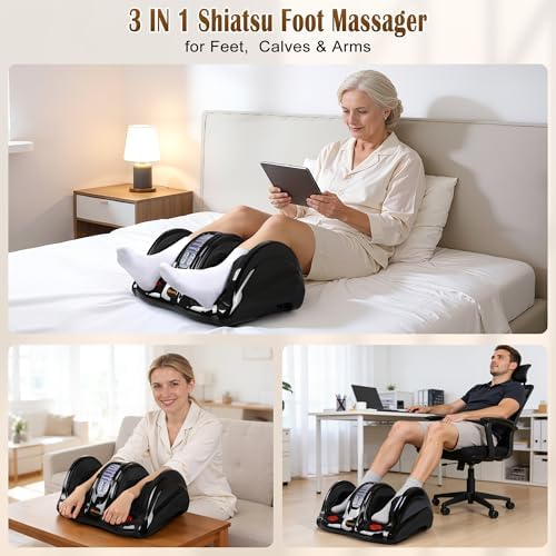 Foot Massager with Heat, Shiatsu Foot Massager for Circulation and Pain Relief and Heat Therapy, Ankle, Calves and Feet Massage with Deep Kneading Rolling, Gifts for Women Men Mother Father, Black - Image 5