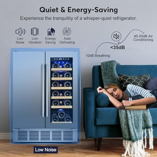 FoMup Wine and Beverage Refrigerator Undercounter, 24 Inch Beverage and Wine Cooler Dual Zone with Upgraded Cooling, 18 Bottles and 57 Cans Large Capacity Beverage Fridge for Outdoor Kitchen - Image 5