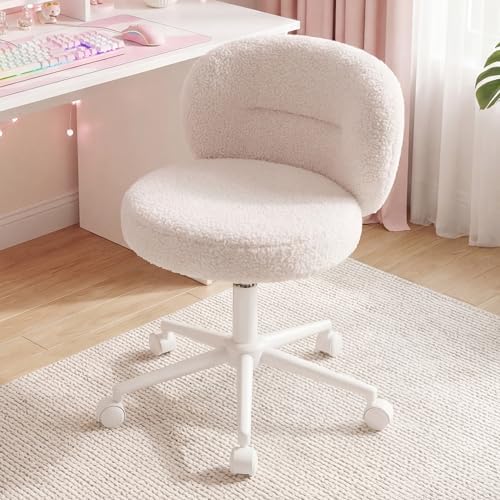 Homkdom Round Vanity Chair with Silent Wheels, 17.32" Wide Seat by ElevateYourHome%EF%BC%8CEnhanceEver
