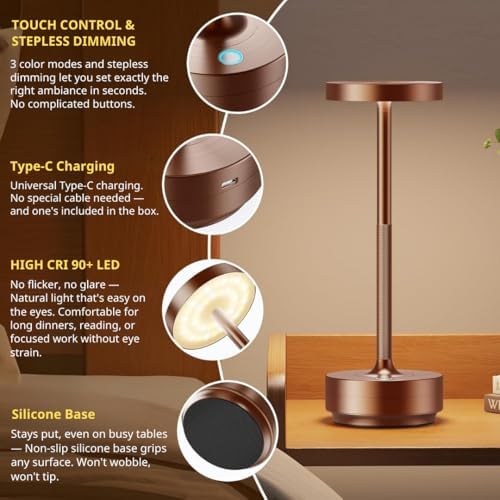 Rechargeable Cordless Table Lamp with 5000mAh Battery IP54 Waterproof LED - Image 5