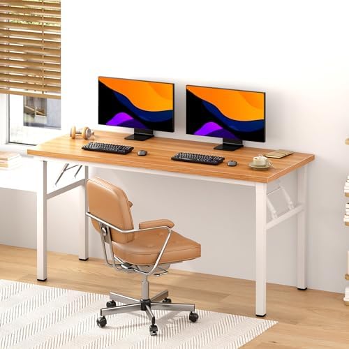 Need Office Computer Desk 54.3 Inch Sturdy Folding Laptop Table Teak - Image 4