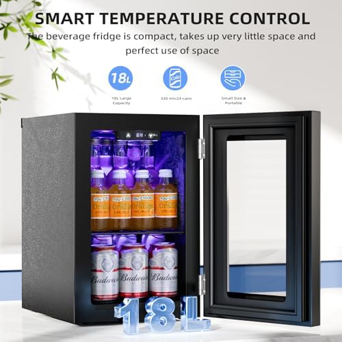 Antarctic Star 18L Beverage Refrigerator Cooler 24Can, Mini Fridge with Quiet Compressor, LED Light,Freestanding Small Fridge with Electronic Temperature Control for Home and Bar(40-61 ℉) - Image 3