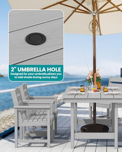 SERWALL 5 Pcs HDPE Patio Dining Set, Light Gray - Image 4