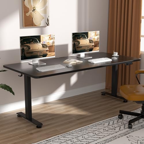 Veken 63×27.6 Inch Large Electric Standing Desk, Gaming Table, Black by Veken
