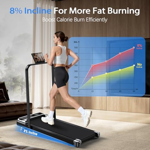 AoraPulse Portable Foldable Treadmills for Home, Small Folding Treadmill for Home Office with 300 LBS Capacity, Walking Running Exercise Electric Compact Treadmill with LED Display - Image 2