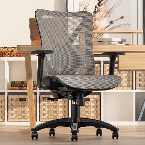 Ergonomic Office Chair, Mesh Computer Desk Chairs with BIFMA X5.1 Certified, Adjustable Lumbar Support, 3D Arm, Tilt Back, Wide Seat, Comfy Swivel Work Task Chair for Company and Home (Dawn Grey) - Image 2