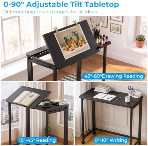 GreenForest Small Folding Desk with Wheels, 31.5 inch Tiltable Tabletop - Image 5
