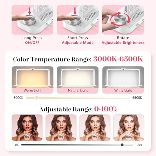 Half Moon Light for Nail Desk: 34" Large Foldable Nail Light for Desk - Image 3