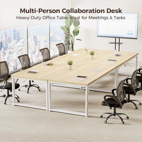 Mericonia 54 Inch Computer Desk, 1" Thick Large Office Table, Oak - Image 7