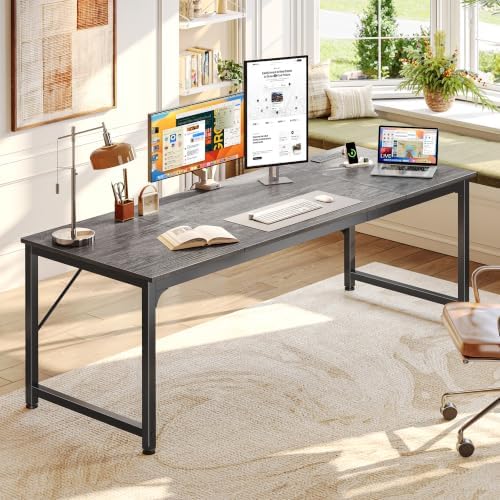 PRAISUN 70x24 Inch Computer Desk with Power Outlets & USB-C, Grey - Image 2