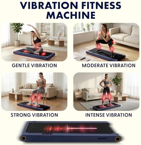 Squatz 2-in-1 Walking Pad Treadmill with Vibration Plates, Compact Under Desk Walking Pad with Remote Control, LED Display, Non-Slip Belt, Quiet 1.0HP Motor for Home or Office Workout (Blue) - Image 3