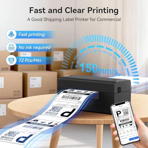 Bluetooth Thermal Shipping Label Printer, Wireless 4x6 Shipping Label Printer, Compatible with Android, iPhone, Mac & Windows, Widely Used for, Amazon, Shopify, Etsy, USPS(Black) - Image 3