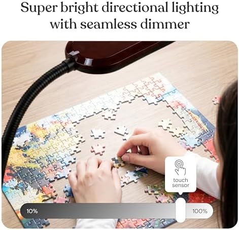 Brightech Litespan Slim LED Floor Reading Lamp - Modern Tall Lamp with Adjustable Gooseneck for Living Rooms & Offices - Dimmable Crafts Work Light - Brown - Image 4