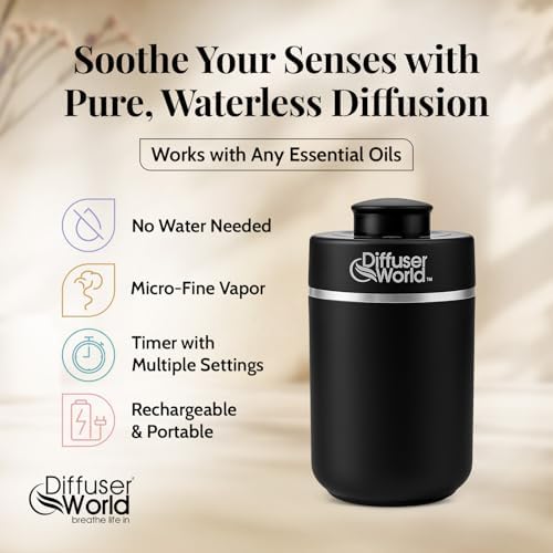 600 Sq Ft Waterless Diffuser for Essential Oils, Aroma Express Black Portable Aroma Atomizer for Room Fragrance, Home Scent Machine, Air Aromatherapy Oil Diffusers with Timer - Image 2