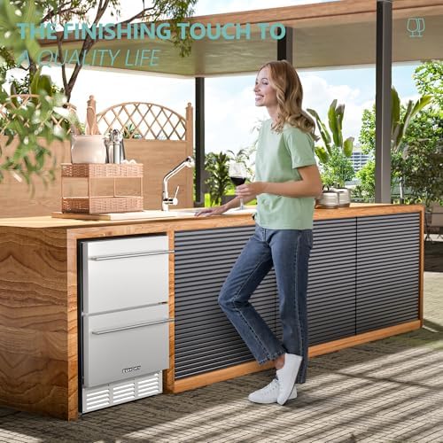 EUHOMY Under Counter Double Drawer Fridge, 24 Inch Outdoor Refrigerator - Image 2
