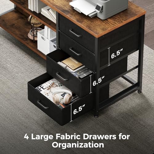 AODK 61 Inch L Shaped Computer Desk with 4 Drawers, LED Lights, Vintage - Image 4