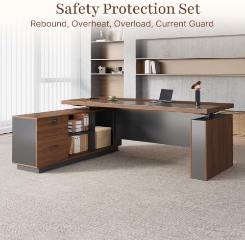 79-Inch Electric L-Shaped Executive Standing Desk with Storage - Image 7