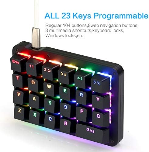 Koolertron One-Handed Macro Keyboard, 23-Key RGB Gaming Keypad - Image 2