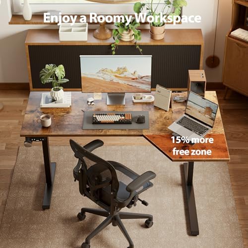Agilestic 48 x 28 Inch Corner L Shaped Electric Standing Desk, Rustic Brown - Image 7