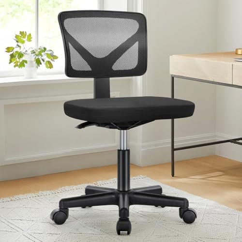 Sweetcrispy Small Armless Desk Chair, Mesh Rolling Office Chairs by Sweetcrispy